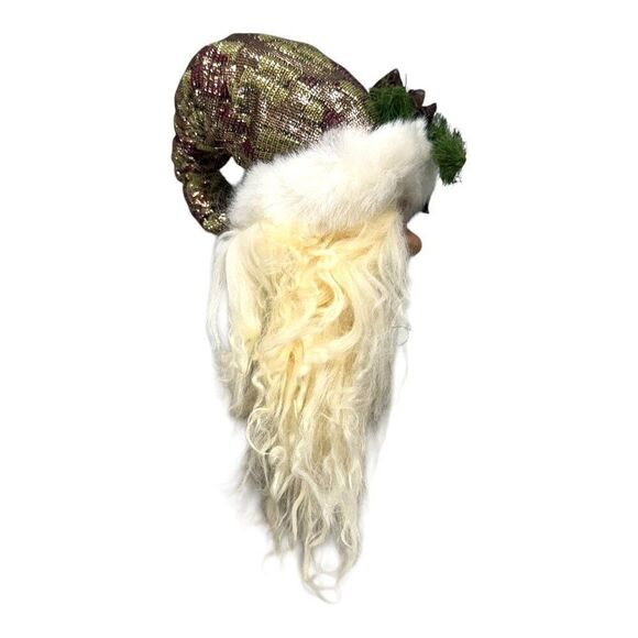 Set Of 3 Santa Claus Head Christmas Ornaments Vintage Long Beards & Festive Hats - Picture 9 of 16